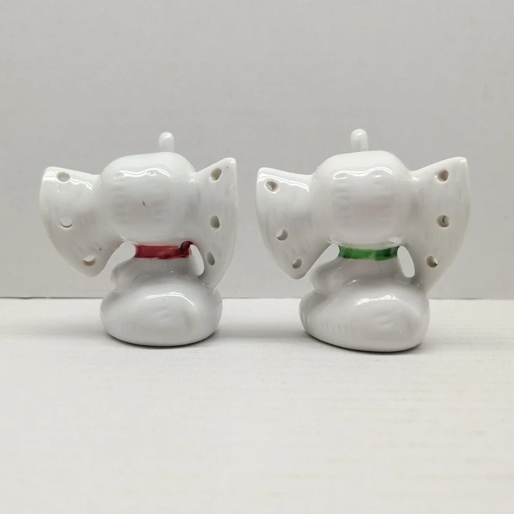 Lot 2 Ceramic Elephant Earring Ring Jewelry Holder White Colored Bowtie 3